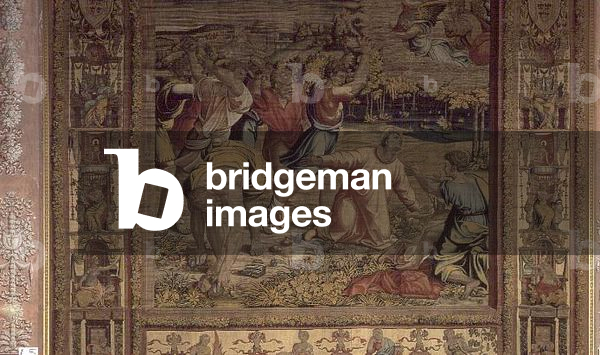 The Stoning of St. Stephen, detail from the Brussels Tapestries, replica of Raphael's Vatican series of the Acts of the Apostles (tapestry)