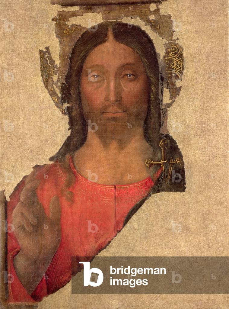 Immagine di Dipinto "La benedizione di Cristo", 15th Secolo di B. Suardi Bramantino, b/w