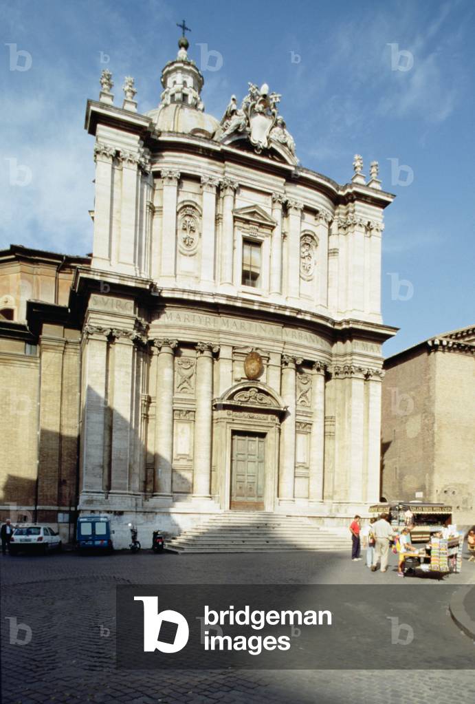 The facade of the church of Santi Luca e Martina, Rome, Italy (photo)