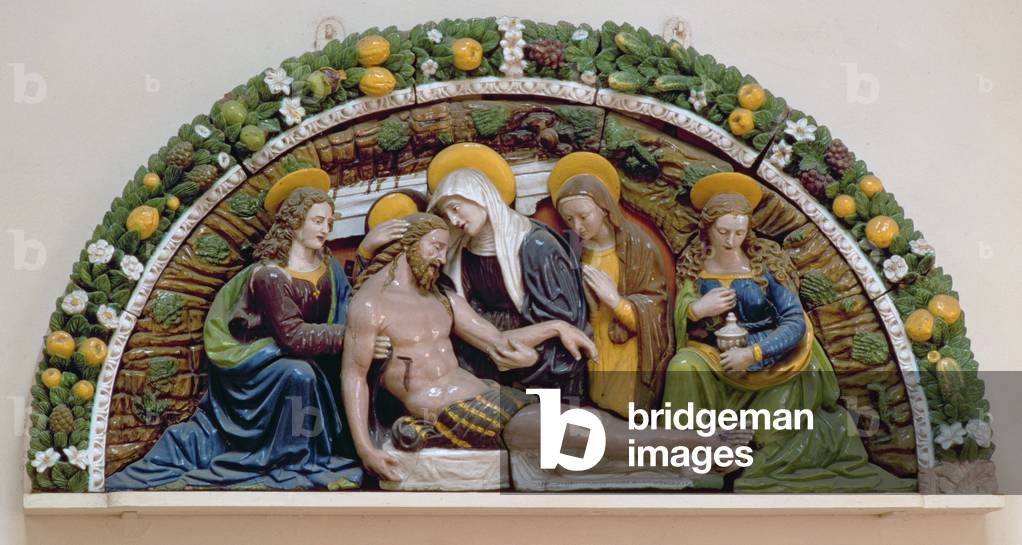 The Maries in the Sepulchre, bas relief by Giovanni della Robbia (1469-1529) (tin glazed earthenware)