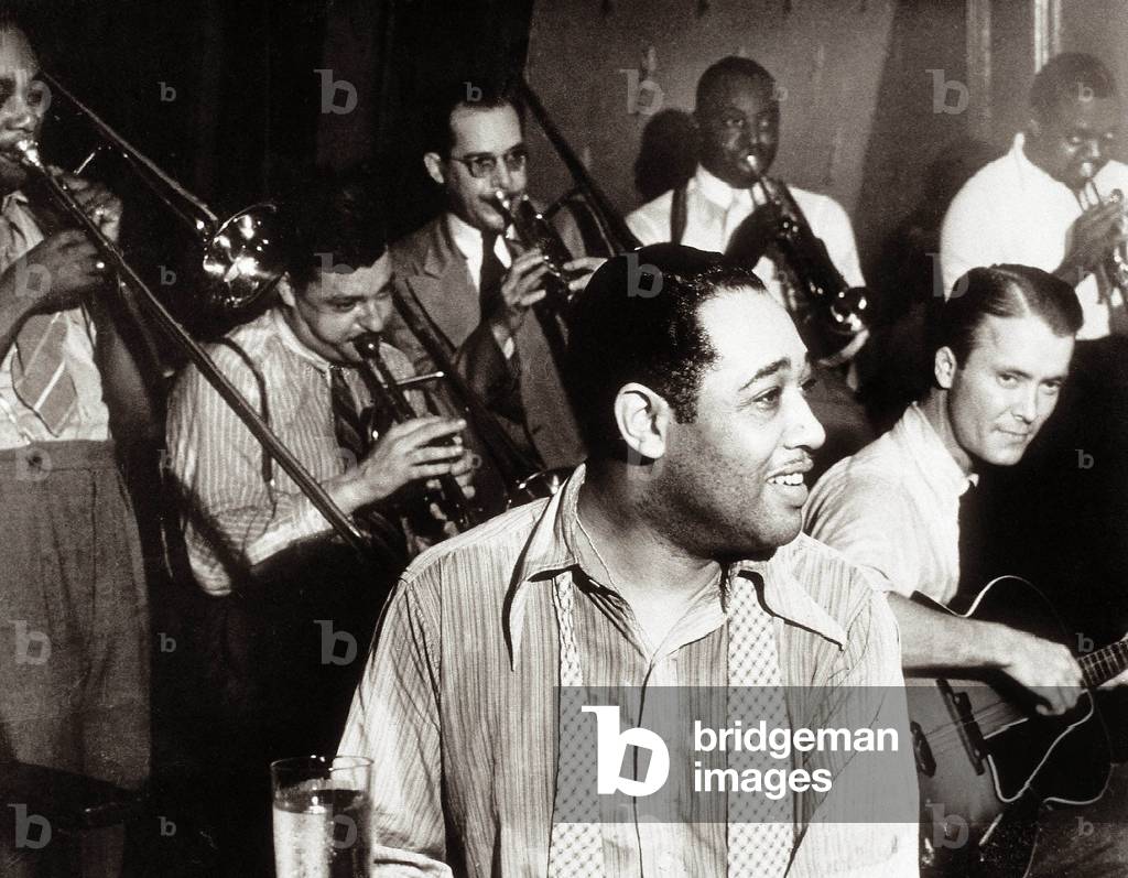 Image of Photography depicting Portrait of American jazz composer and musician Duke Ellington (1899-1947) duri