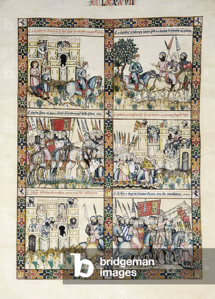 Composizione in omaggio ai miracoli della Vergine Maria, pagina di Las Cantigas de Santa María (Canti di Santa