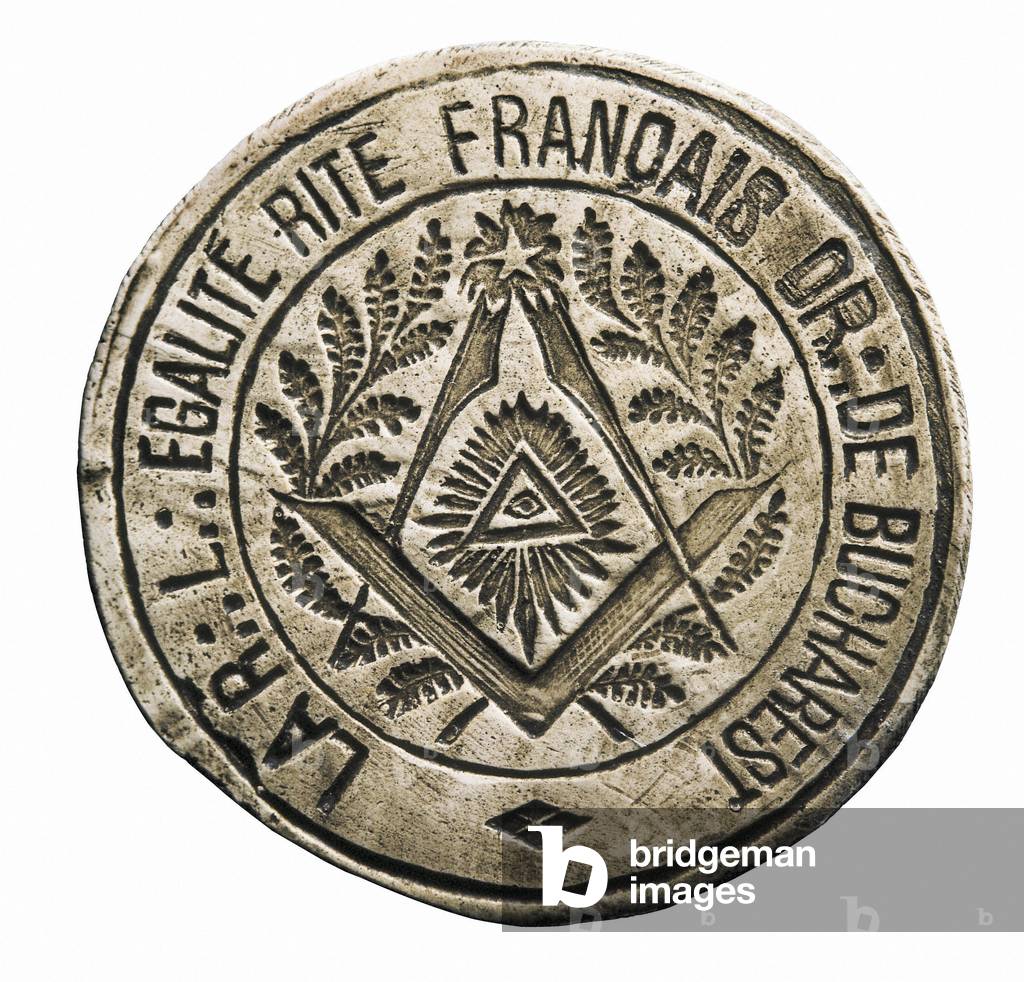 Image of Francmaconnerie sceau roumain maconnique, portant les symboles. 19eme siecle.