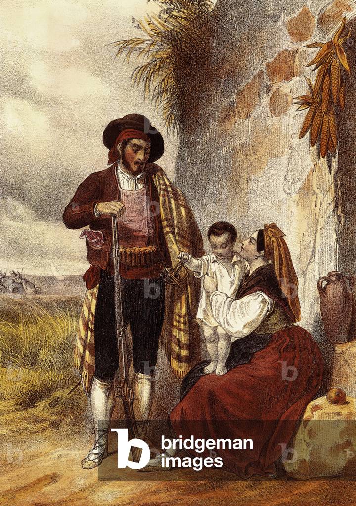 Guerrillero (Kämpfer), 19. Jahrhundert (Farblitho)