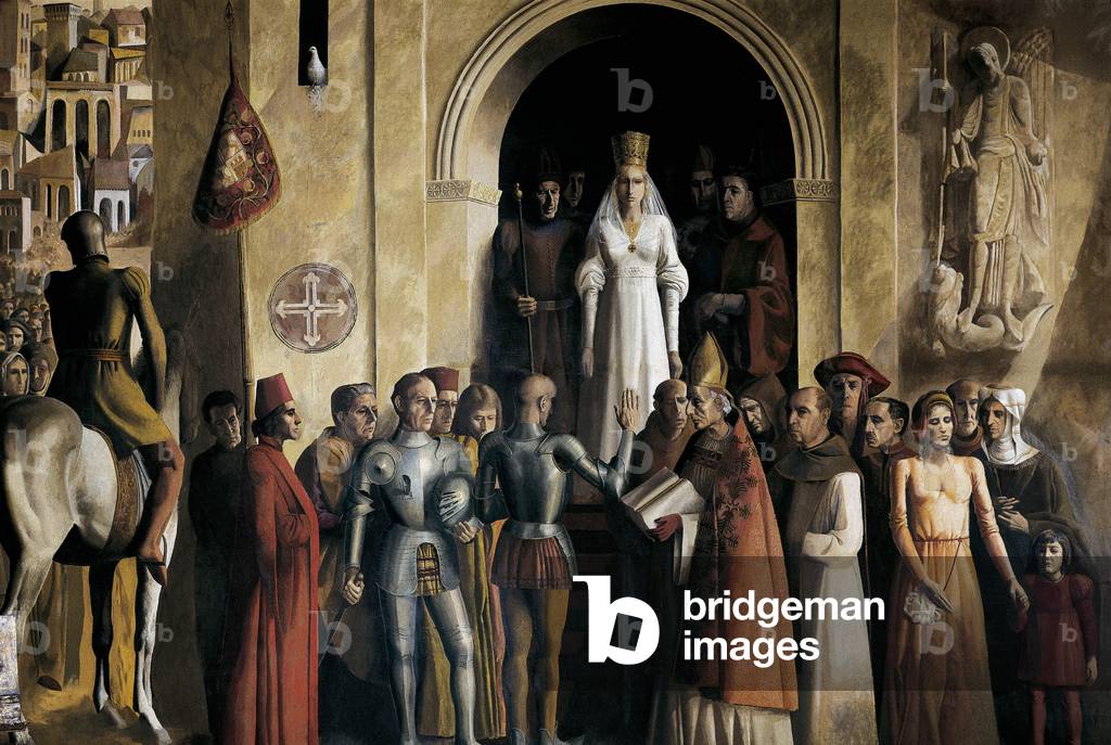 Immagine di Dipinto "«La Regina di Castiglia». Dipinto di Carlos Munoz de Pablos. Olio su tela. XX secolo." di