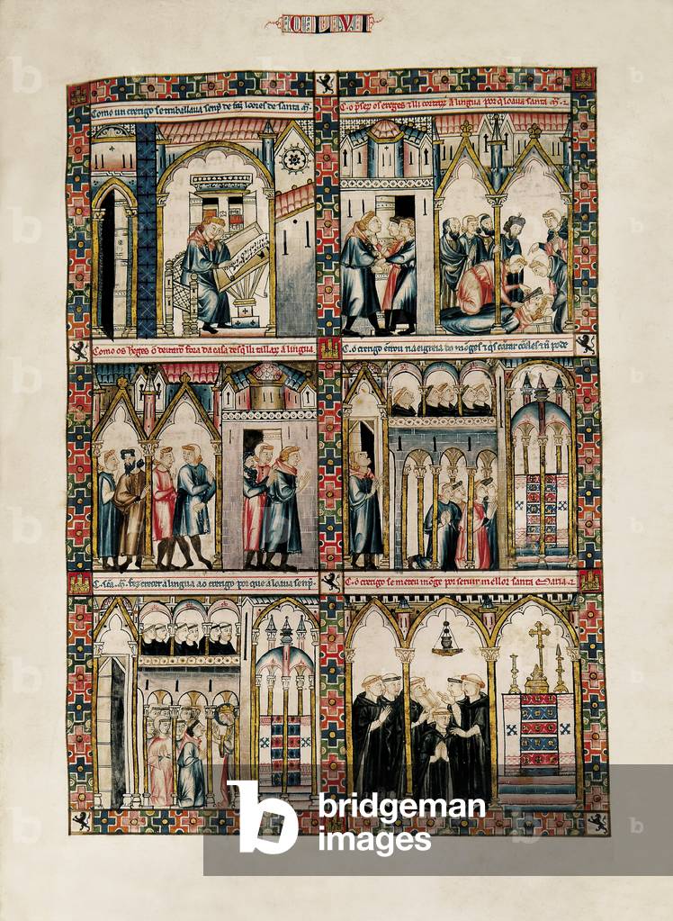 Miniature dedicate a Santa Maria e ai suoi miracoli, da Las Cantigas de Santa María (Canti di Santa Maria), Fo