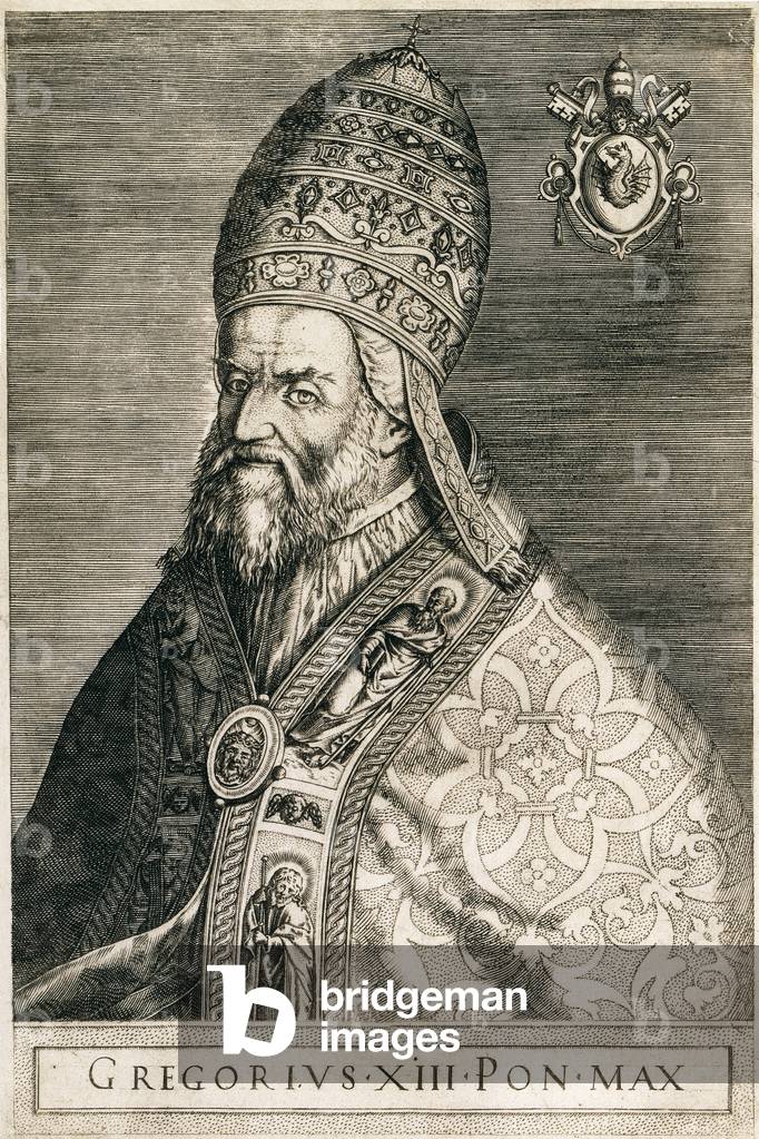 Porträt von Papst Gregoire XIII., 16. (Gravur)
