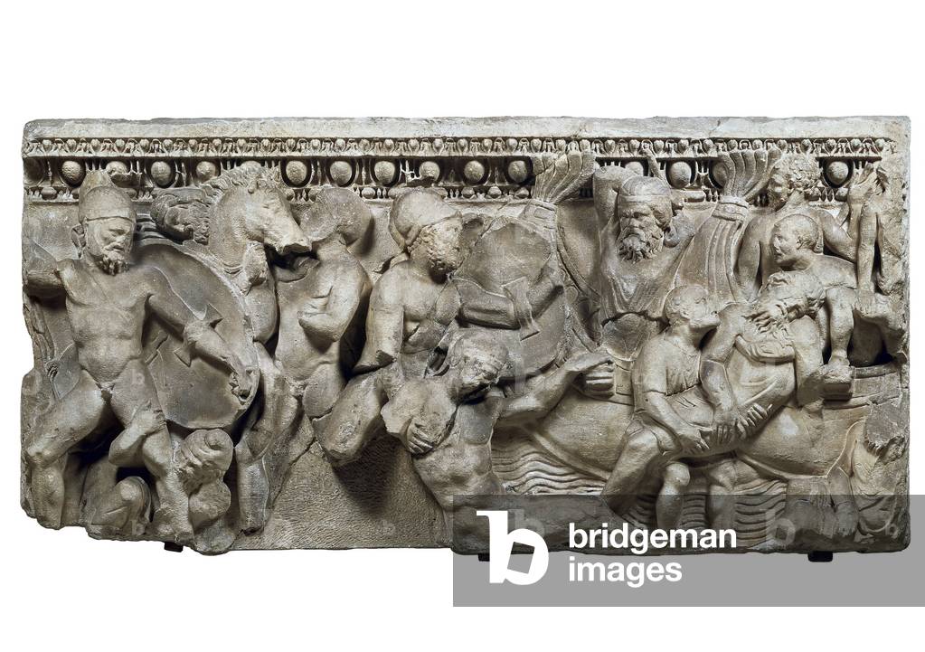 Arte romana: gli ateniesi combattono contro gli invasori persiani durante la Maratona Battaglia 490 d.C. basso