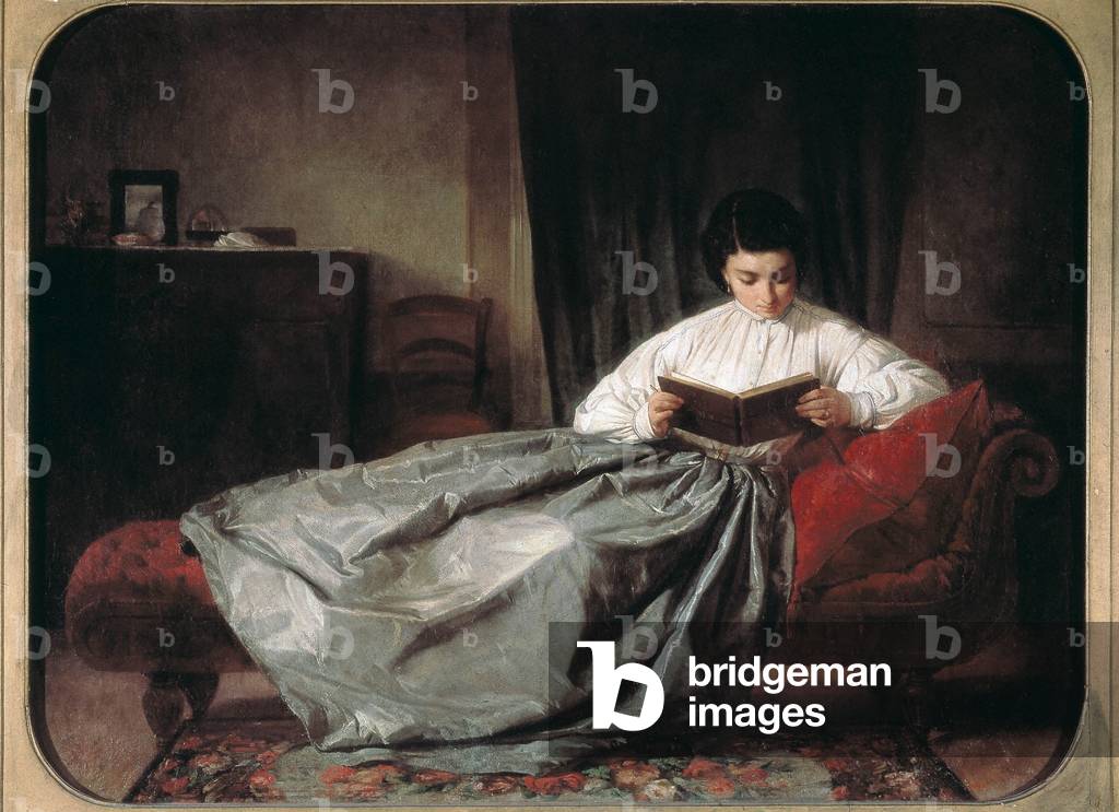 Bild von Gemälde """ Die Wiederholung des Albums (?) "" Gemälde von Josep Duran i Riera (1849-1928). 1872. Bar