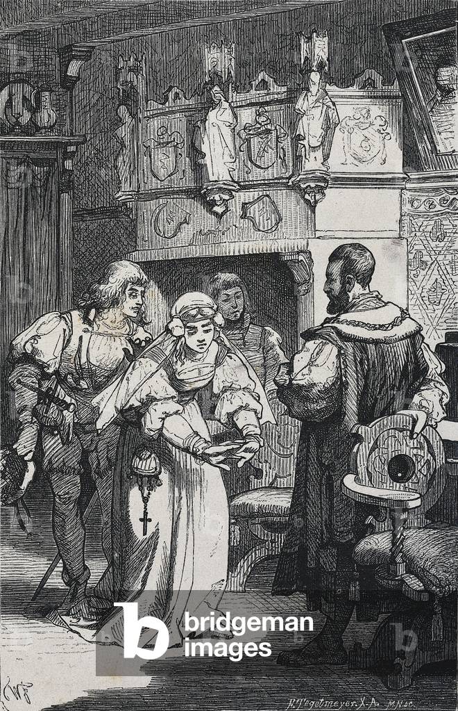 Lucio und Isabella, Illustration für „Maß“, von William Shakespeare (1564-1616), 19. Jahrhundert (Gravur)