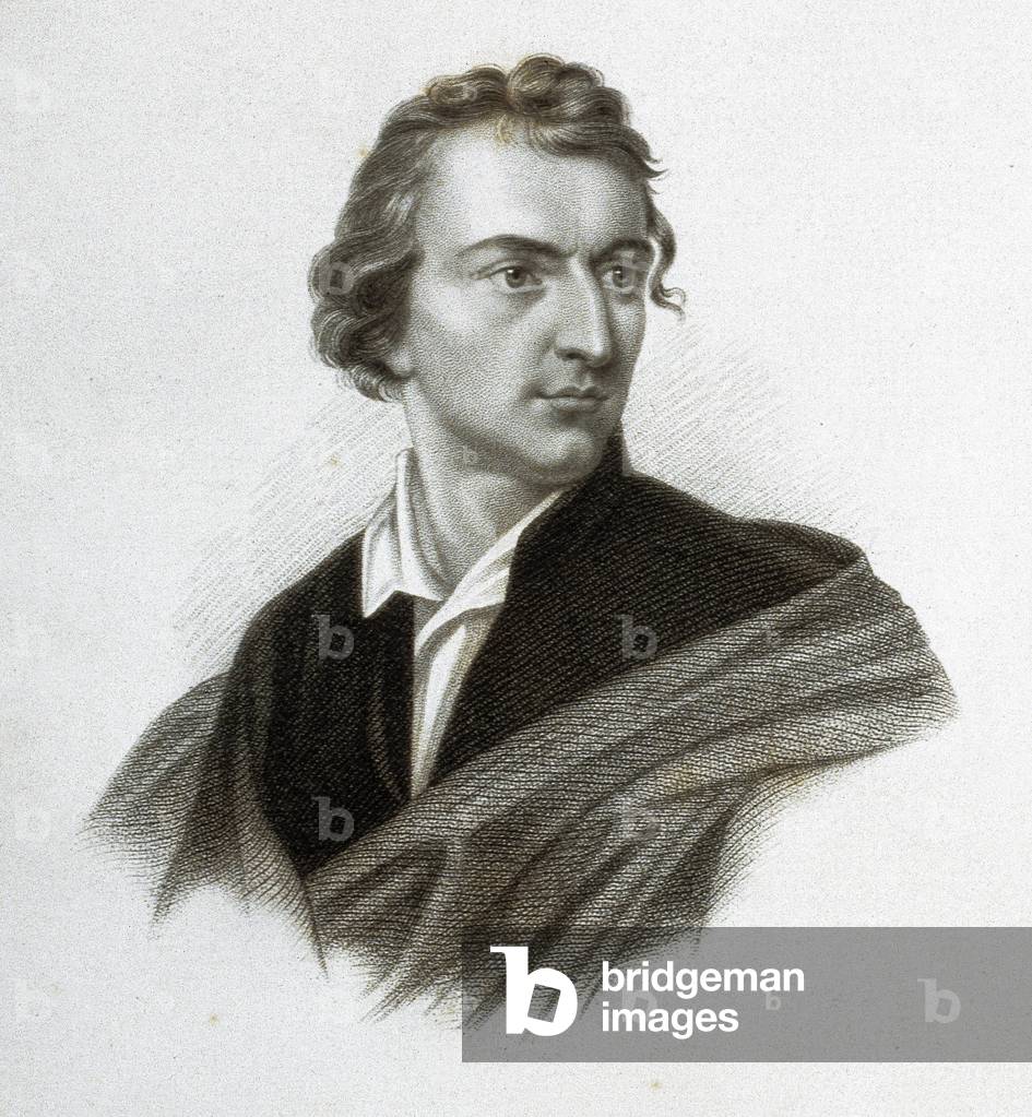 Ritratto di Friedrich Schiller (1759-1805), poeta e scrittore tedesco. Frontespizio. Incisione in «La vita di 