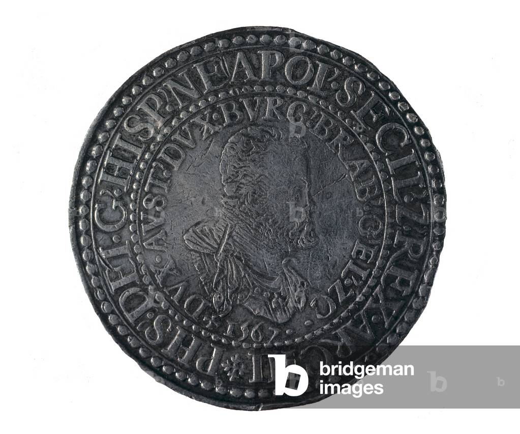 PHILIP II of Spain (1527-1598). King of Spain (1556-1598) and Portugal (1580-1598). Coin with portrait of king