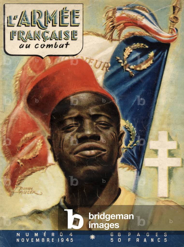 Curvature of the newspaper L'armee francaise au combat. November 1945 Drawing by Raoul Auger.