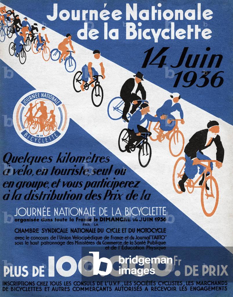 Poster Journee Nationale de la Bicycle on 14 June 1936 (photo)