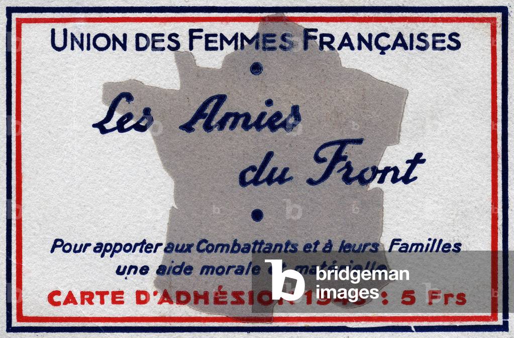 Carte d'adhesion 1945 de l'Union des Femmes Francaises.