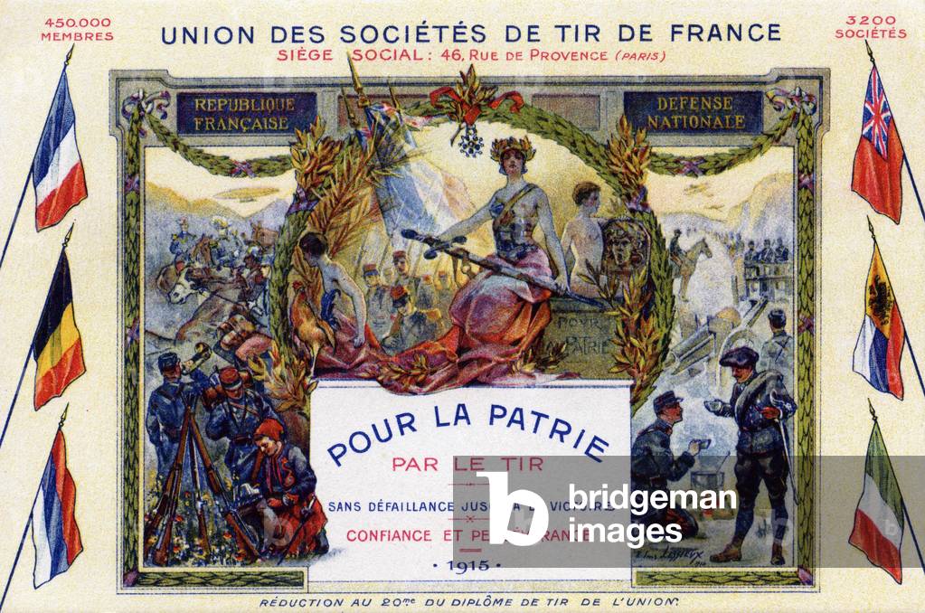 Postcard Union des Societes de Tir de France, 1915 “Pour la patrie, par le tir”