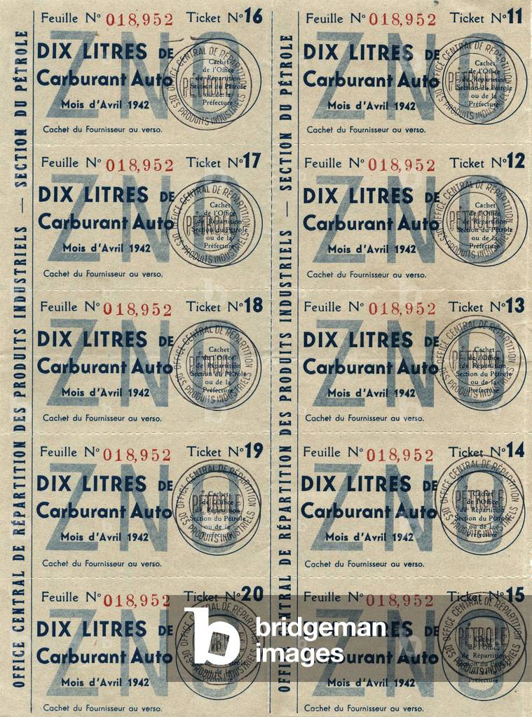 10 litre fuel vouchers for Automotive. April 1942