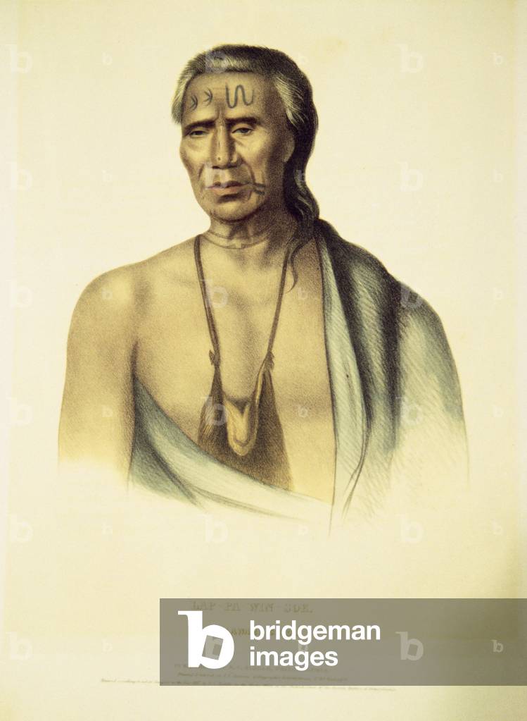 Porträt von Lap-pa-win-soe, 1837 (handkolorierte Litho)