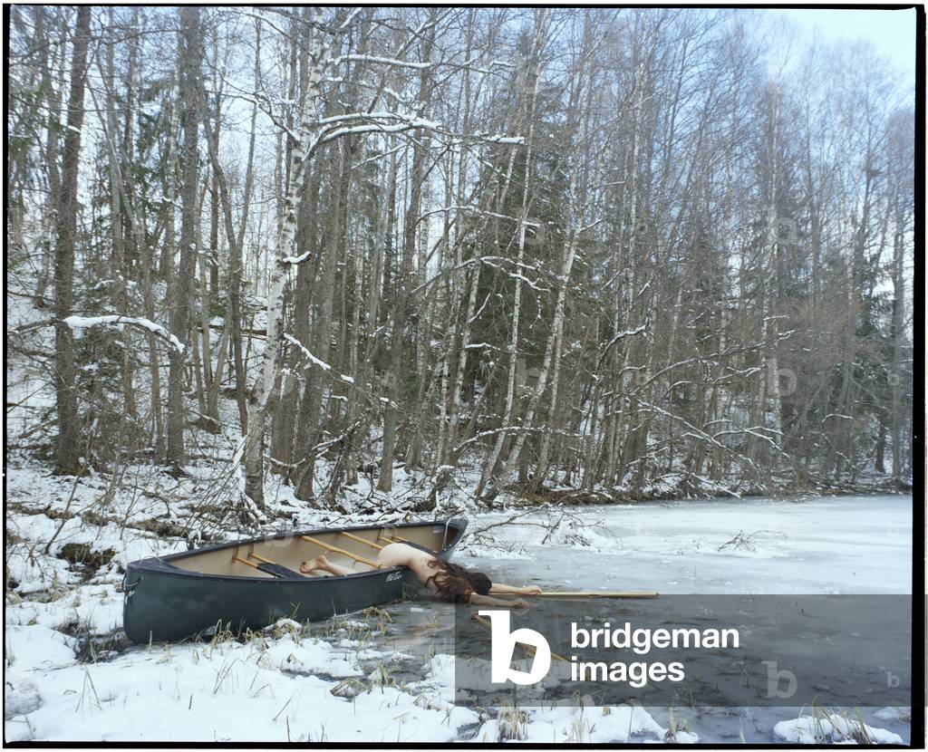 Body in Boat on Frozen Lake, 2017 (photography)