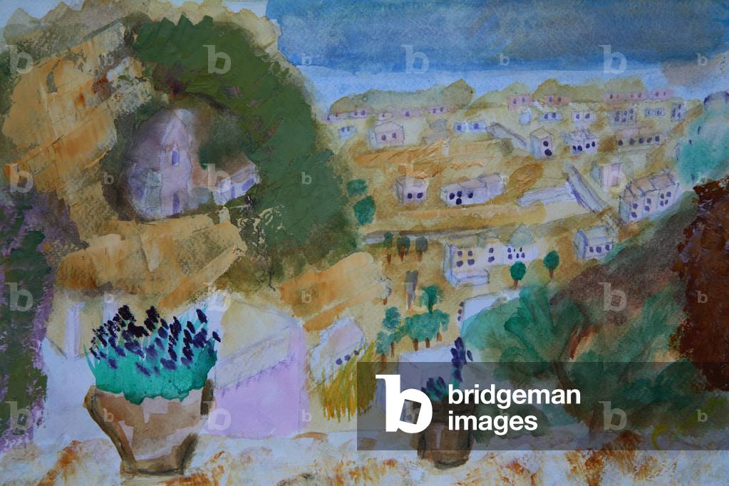 Skyros seaview from terrace, 2017 (watercolour)