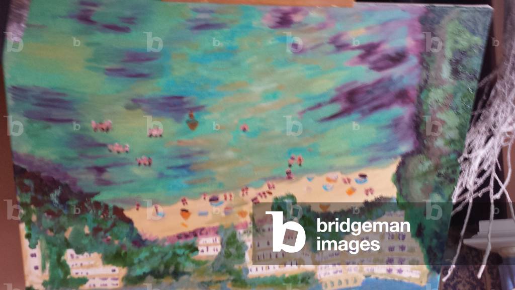 Majorca, Cala bay seaview and hotel, 2015 (oil on canvas)