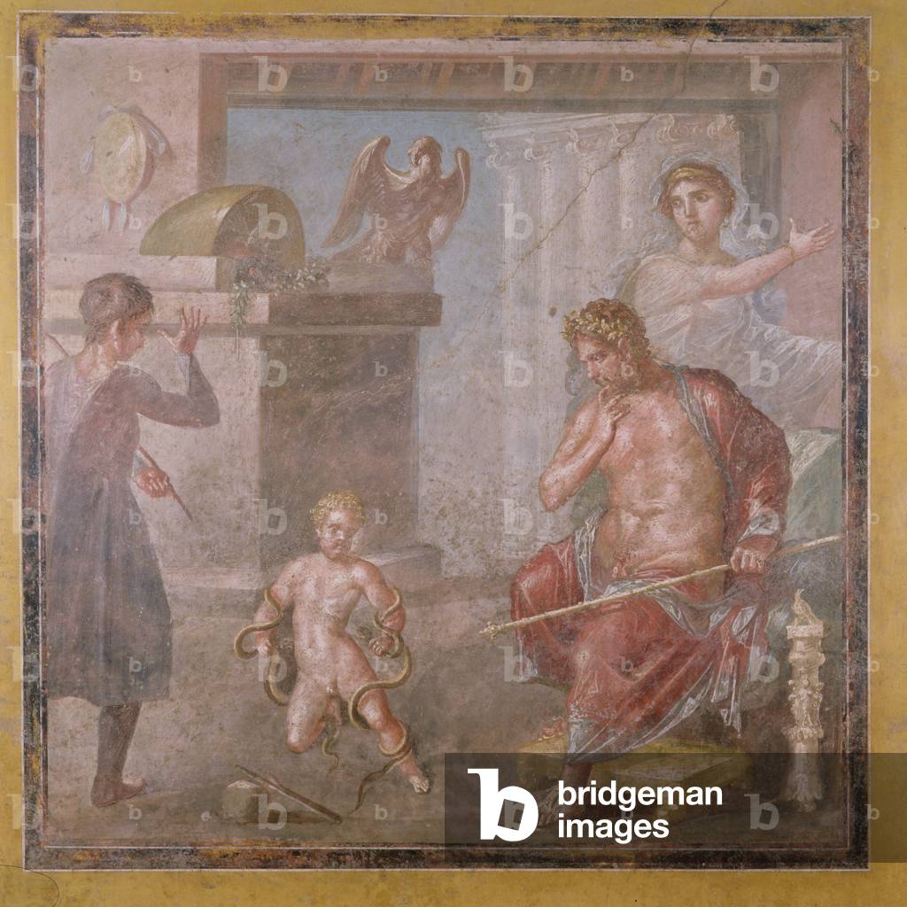 Ercole strangolando i serpenti da bambino, Casa dei Vettii, c.50-79 d.C. (affresco)