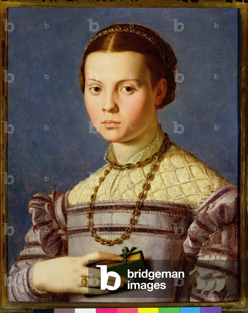 ritratto di una giovane ragazza in possesso di un libro c. 1545 (tempera su pannello)