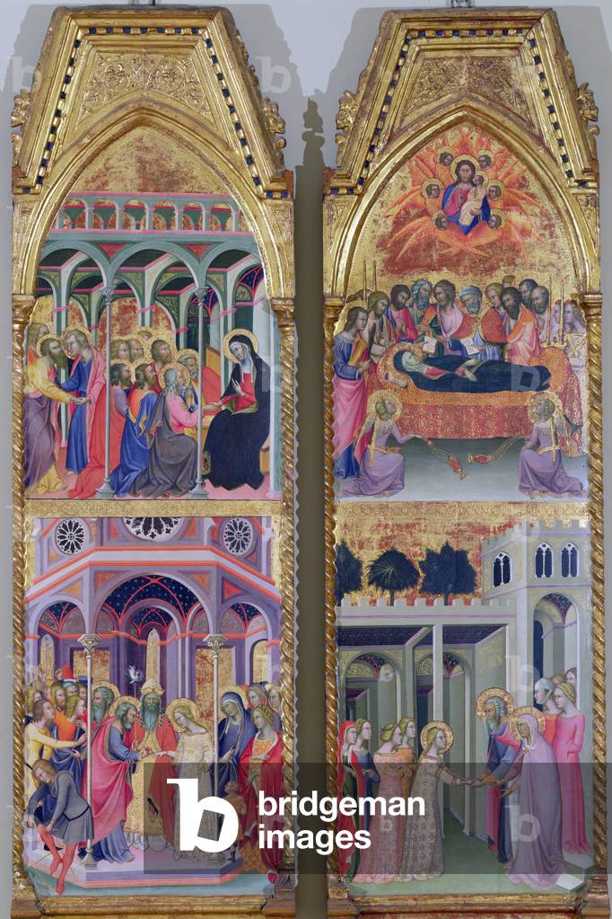 Trittico dell Incoronazione della Vergine, sinistra e destra pannelli (olio su pannello)