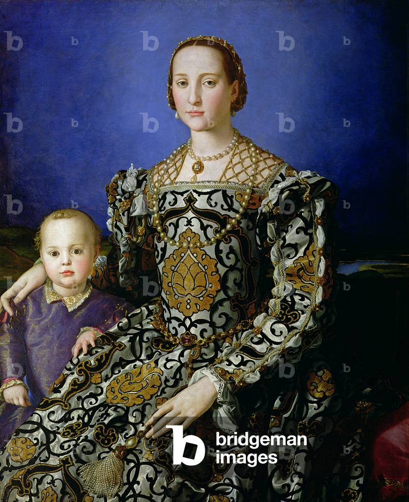 Porträt von Eleanor von Toledo und ihrem Sohn Giovanni de Medici, um 1544-45 (Tempera auf Holz)