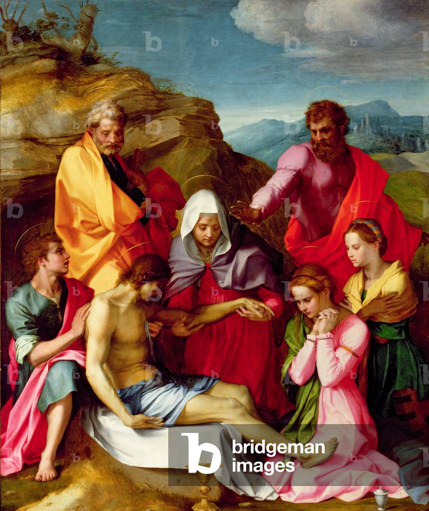 Image of Painting depicting Deposition with Virgin Mary and Saints, 16th century by Andrea del Sarto