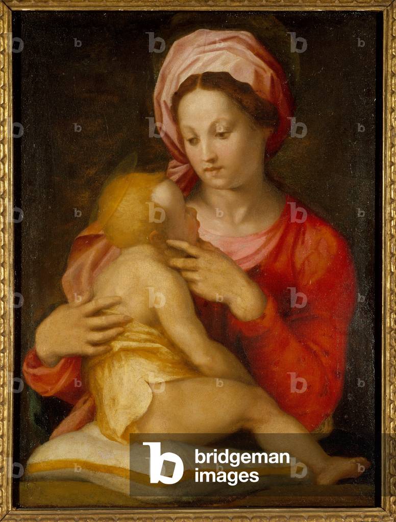 Madonna and Child (oil on glass transferred from panel)