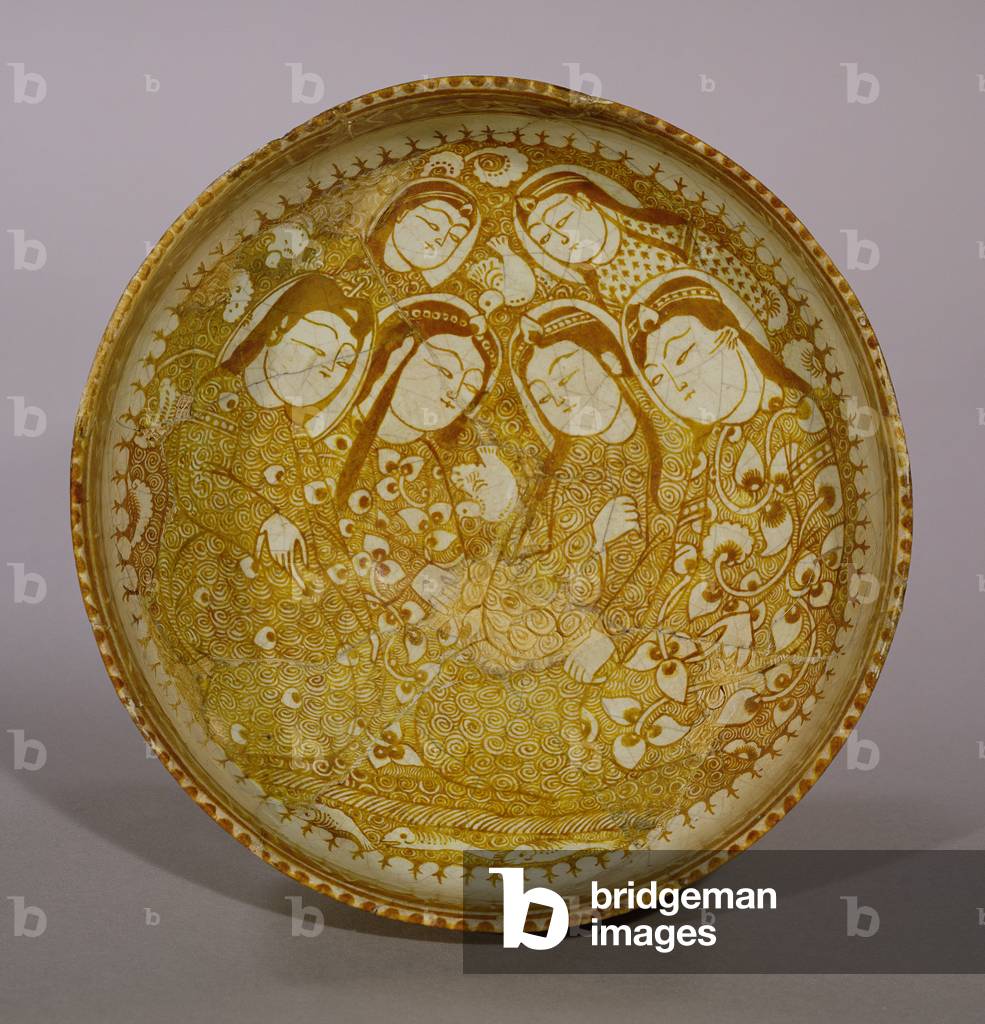 Schale, aus Kaschan, Iran, Seldschukzeit, 1211-12 n. Chr. (Steinpaste mit Glanz über Glasur)