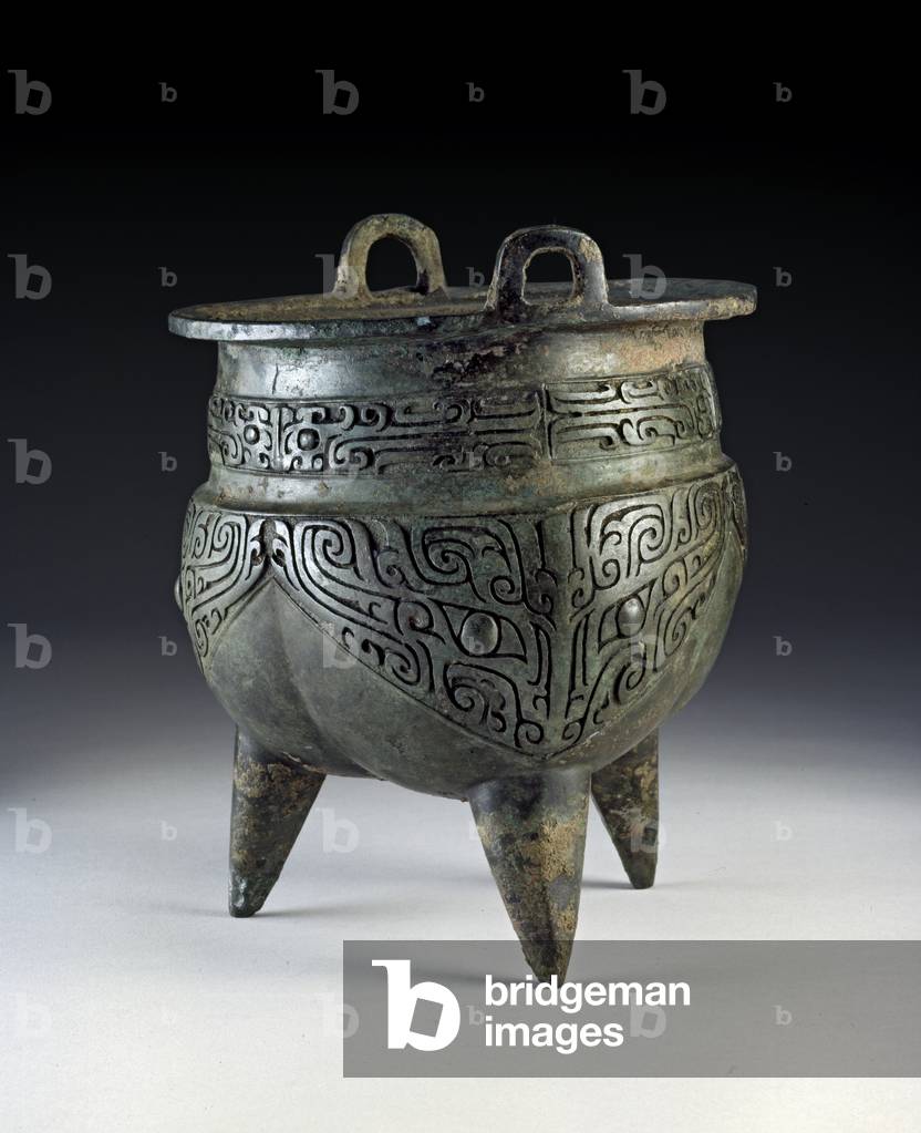 Li-Schiff, mit dem Taotie-Design, Erligang-Periode, Shang-Dynastie, um 1500-1050 v. Chr. (Bronze)