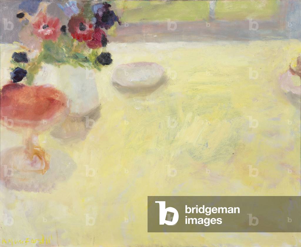 The Yellow Cloth and Anemones, 2013 (oil on canvas)