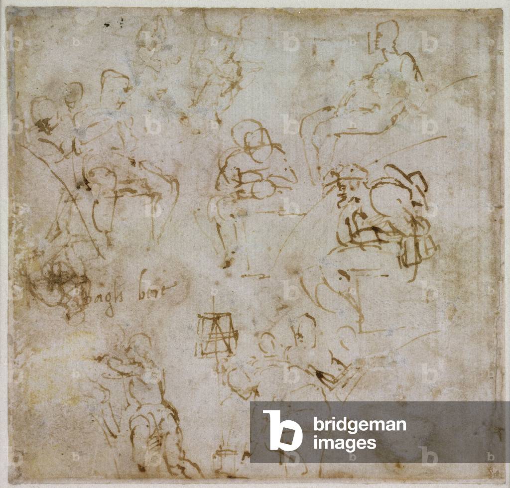 Figure study with writing, c.1511 (pen & ink on paper)