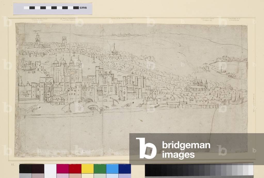 La Torre di Londra, da 'The Panorama of London', c.1544 (penna e inchiostro e gesso su carta)