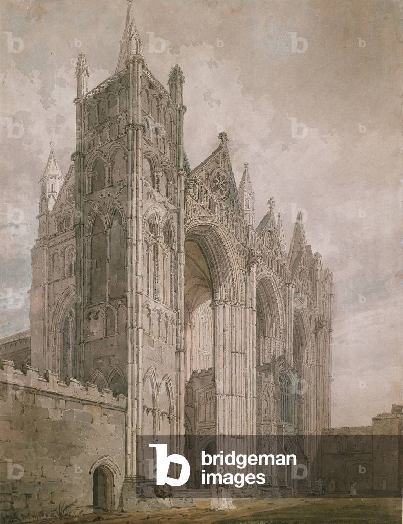 West Front of Peterborough Cathedral, 1794 (watercolour over indications in graphite)
