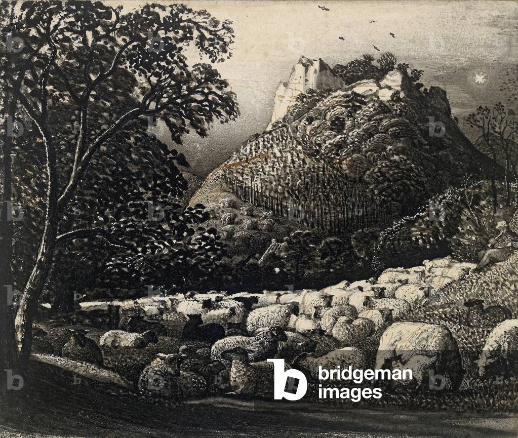 The Flock and the Star (pen and brush in ink over pencil and ink) 19th by Samuel Palmer