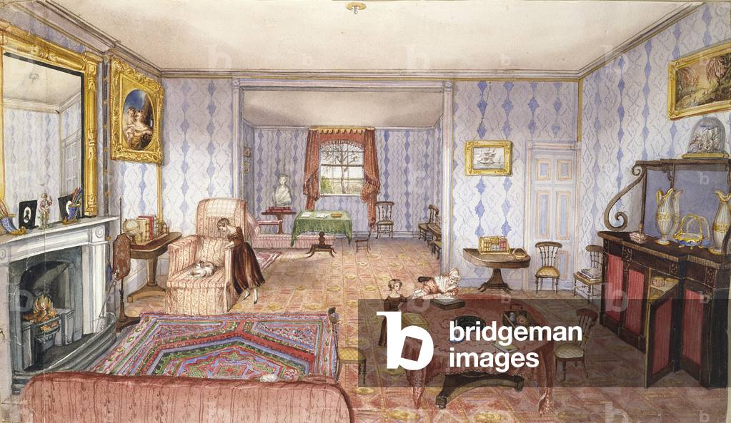 Bild von Zeichnung "Drawing Room", 1843 von Charlotte Bosanquet