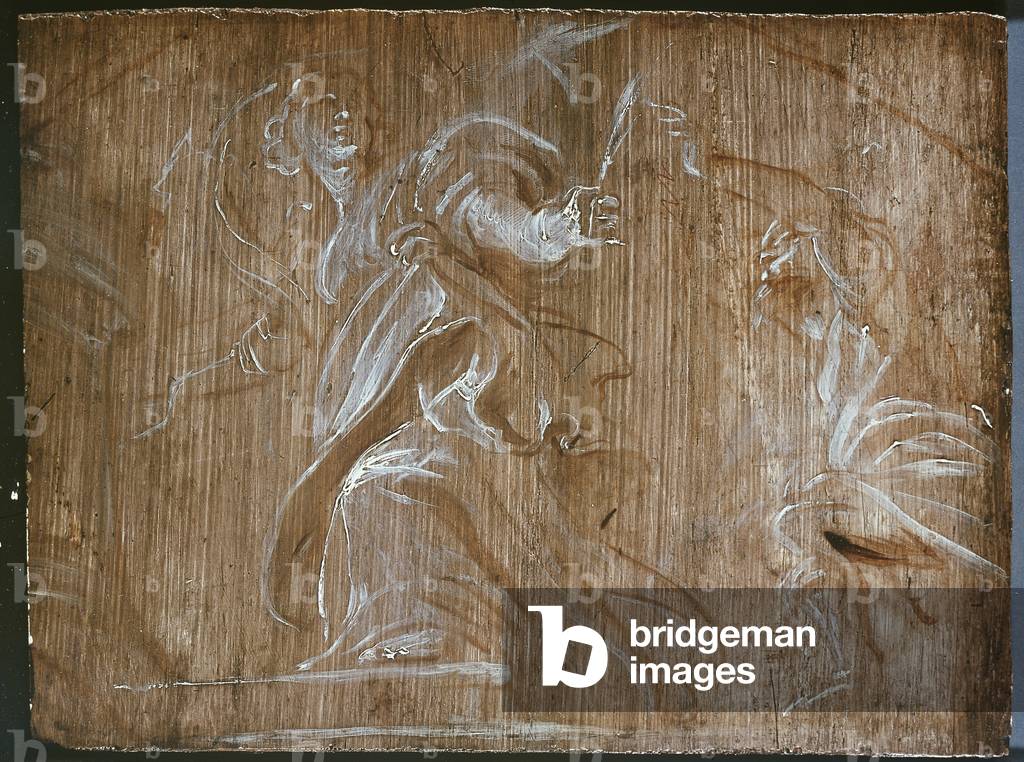 St. Barbara Pursued by her Father, 17th century (oil on board)