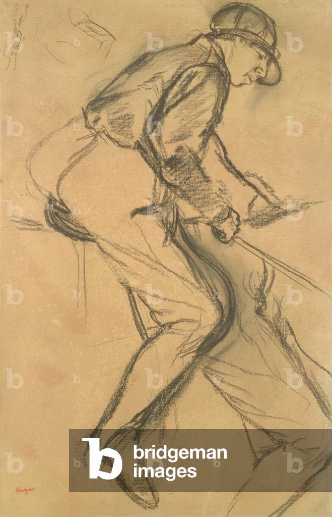 Ein Jockey, 19. Jahrhundert (Kohle auf Papier)