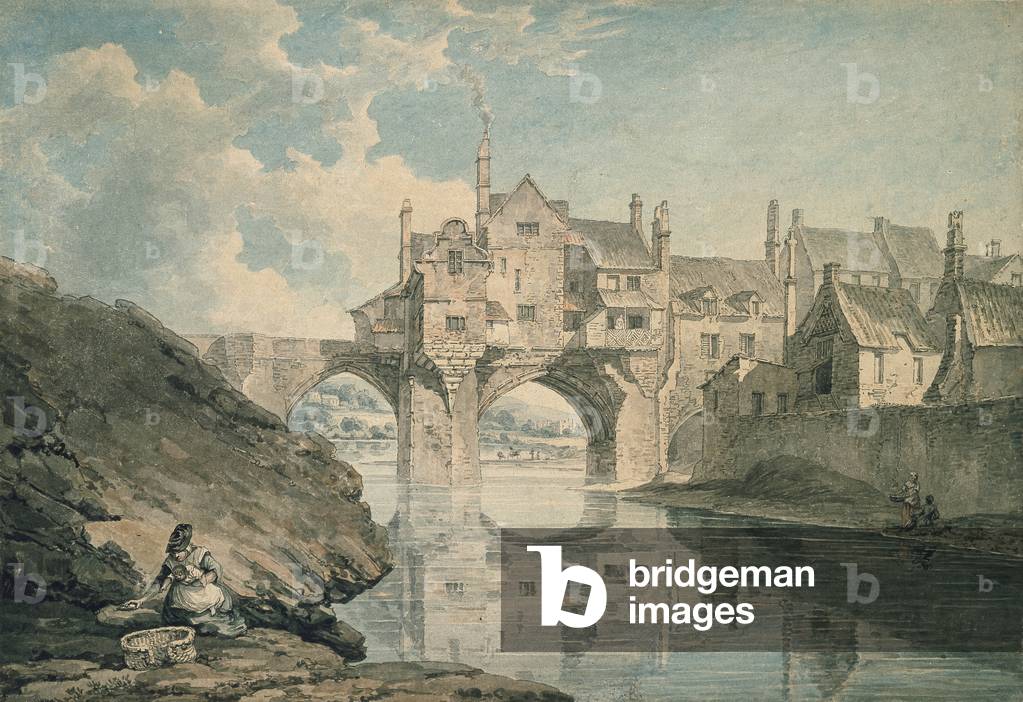 Bild von Zeichnung "Elvet Bridge", 18. Jahrhundert von Thomas Hearne
