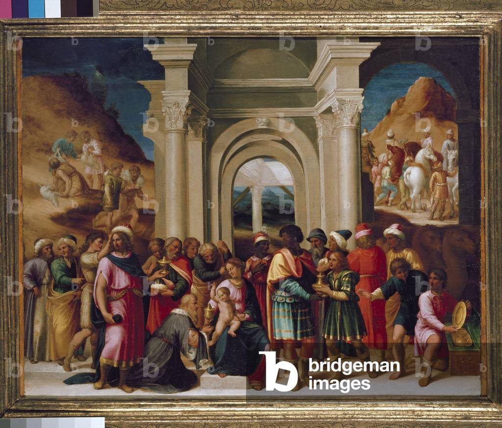 Immagine di Dipinto "L Adorazione dei Magi (olio su tavola)", 16th Secolo di Italian School
