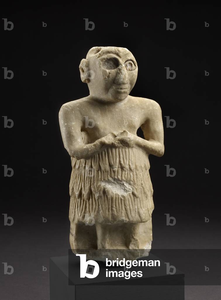 Statuetta di un uomo sumero in un atteggiamento di culto, Istabalat, Iraq (calcare)