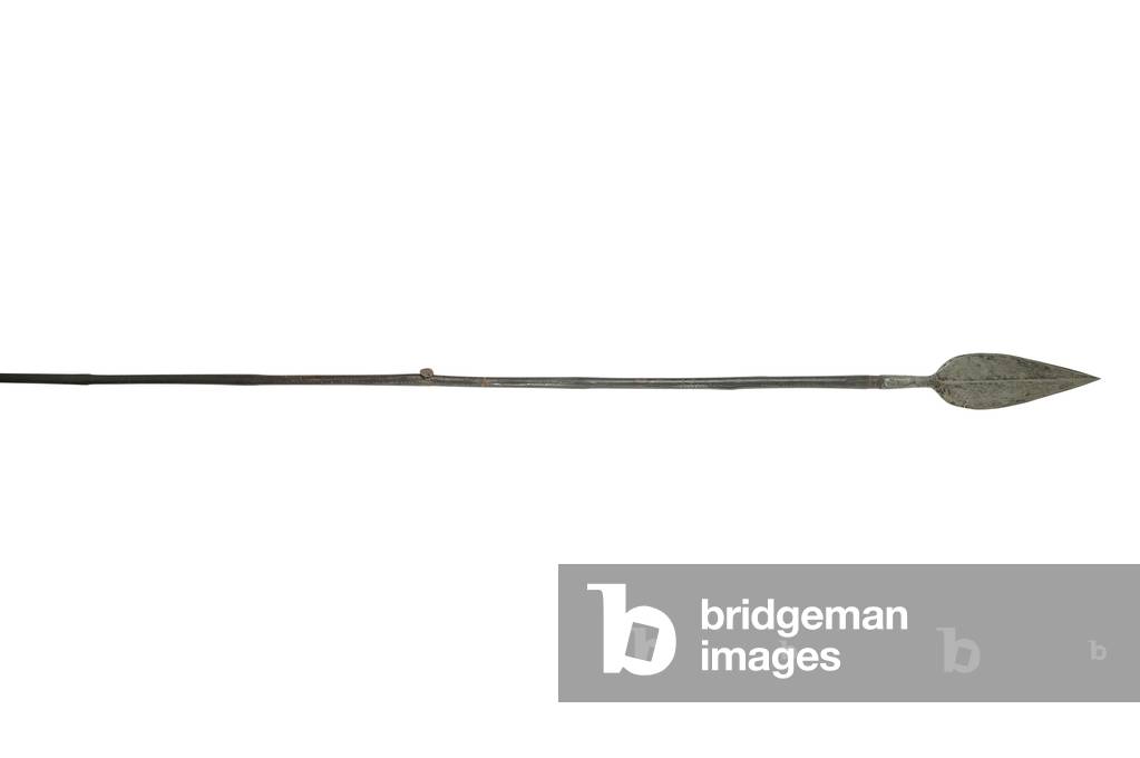 Spear with leather covered shaft, African, 19th century (iron, wood & leather)