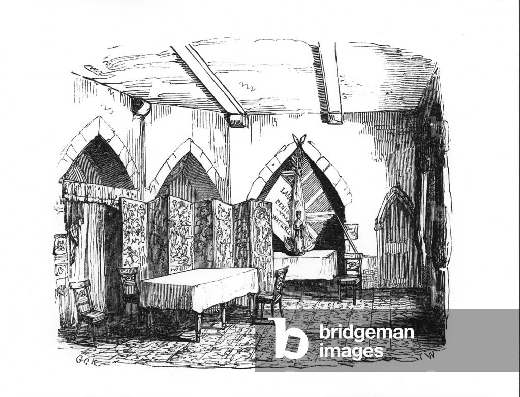 The State Prison Room on the first floor of the Beauchamp Tower in use as a officer's Mess, c.1845 (engraving)