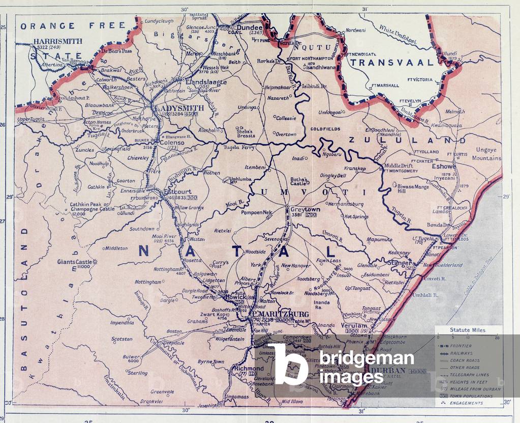 Map of Natal, 1900 (colour litho)