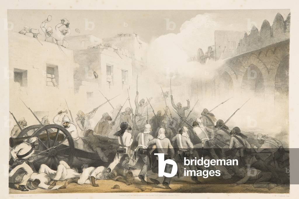 Storming of Delhi, engraved by G. McCulloch, 1857-58 (colour litho)