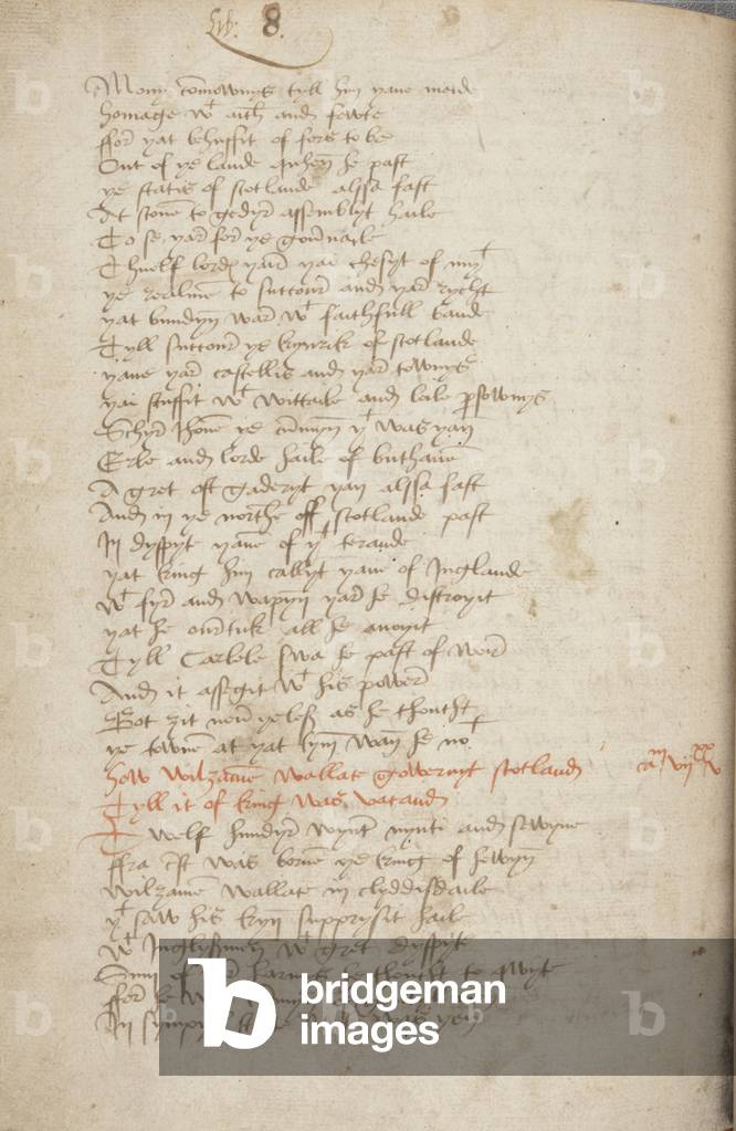 Copy of the Chronicle Andrew of Wyntoun, Fol 319 verso, detail, c.1550 (ink on paper)