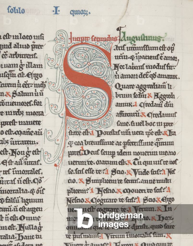 St Augustine of Hippo 'Opera', Fol 151 verso, detail, c.1200 (pen & ink on parchment)